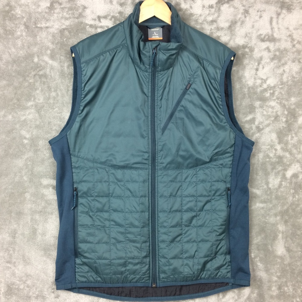 Icebreaker MerinoLoft Helix Vest Mens Large Teal Full Zip Merino Wool Lined
